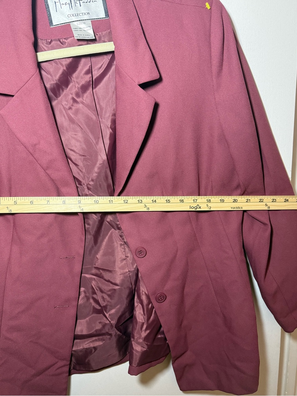 Vintage Mary McFadden Collection Pink Solid Button Front Blazer Jacket Size 16 - Picture 8 of 8
